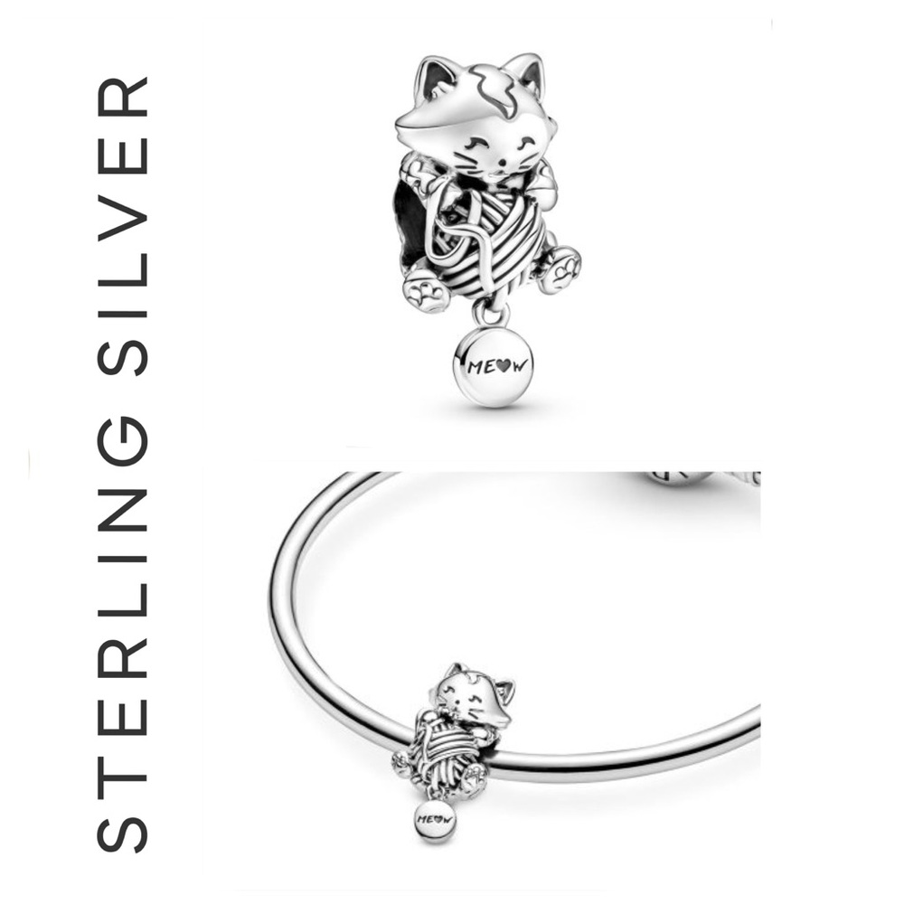 🐘🐘 S925 Sterling Silver Cat and Yarn Charm